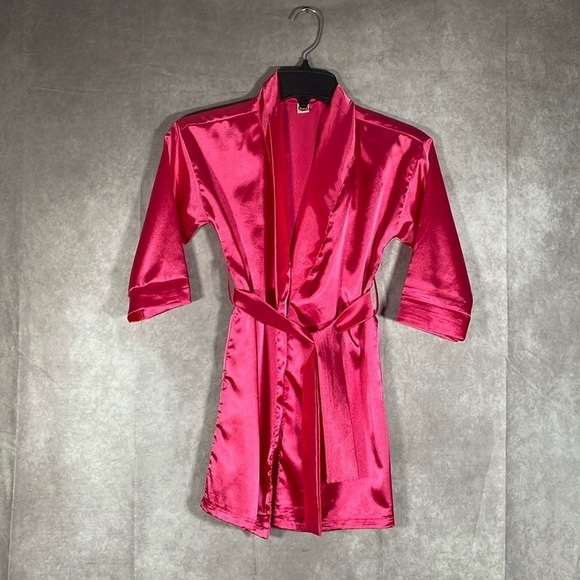Girls Hot Pink Satin Spa Bridesmaids Robe | See Measurements - Picture 1 of 9